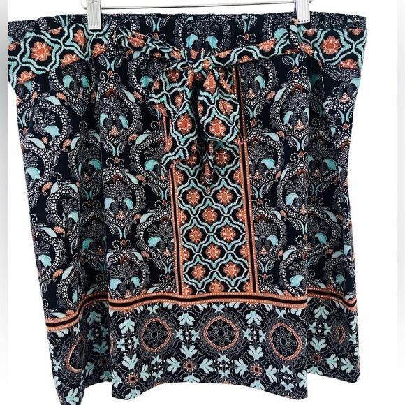 LOFT elastic waist skirt with belt, medallion /paisley pattern size XL - Picture 1 of 6